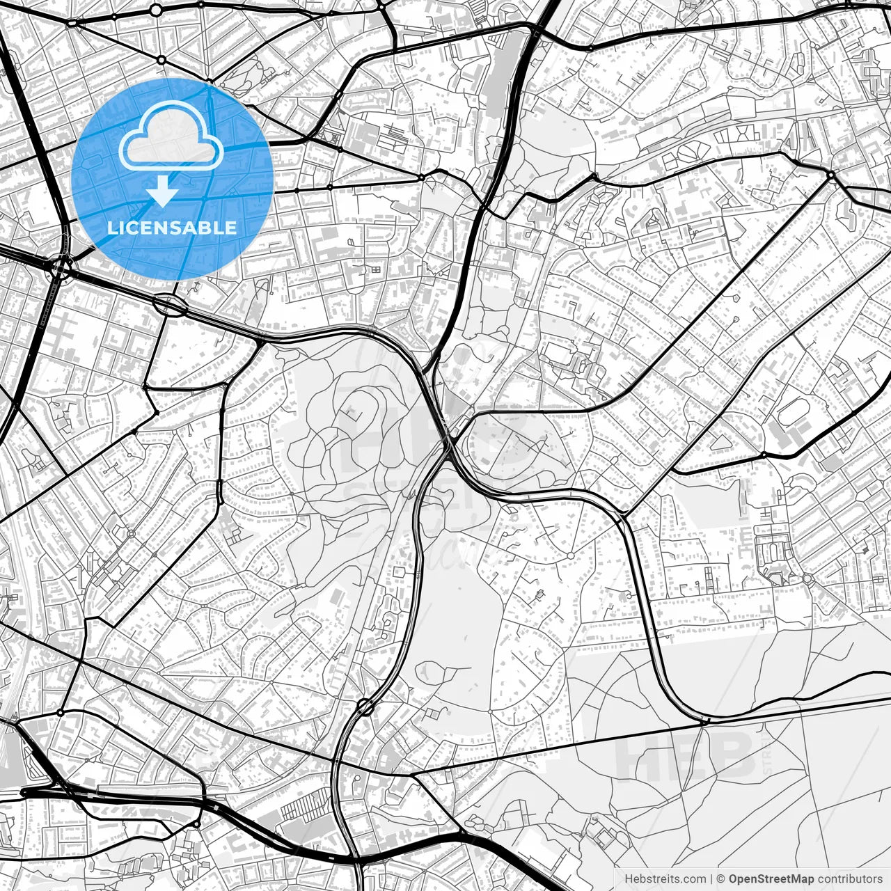 Downtown map of Woluwe-Saint-Pierre, Belgium