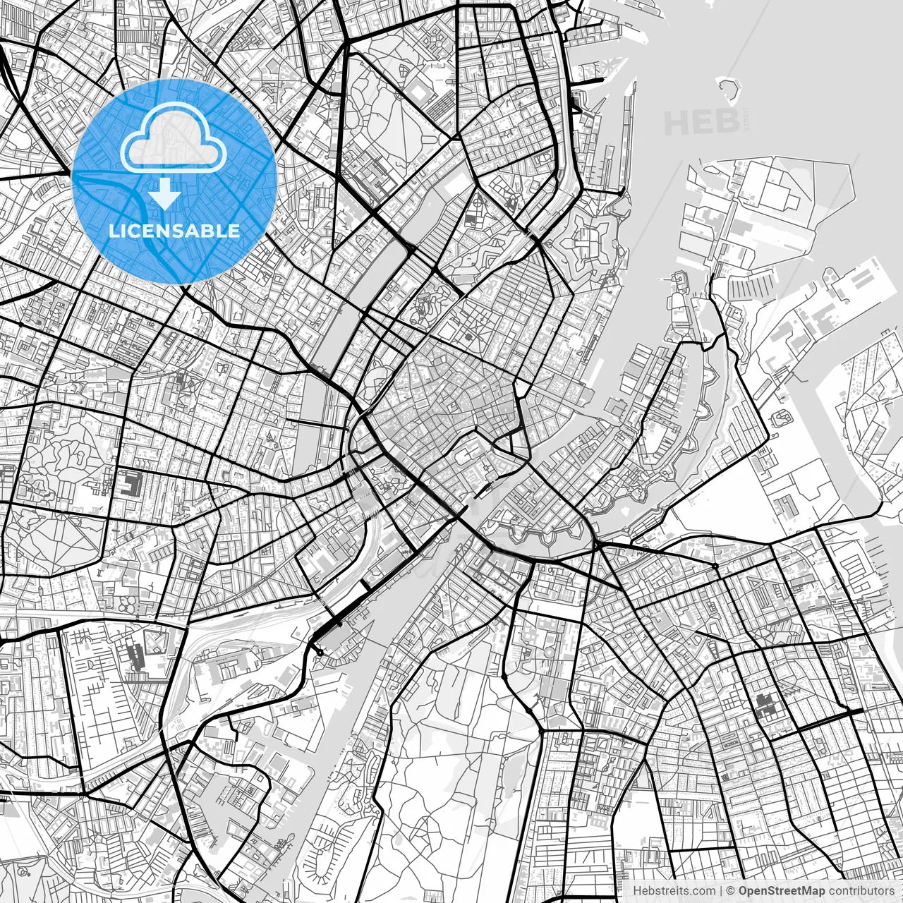 Downtown map of Copenhagen, Denmark