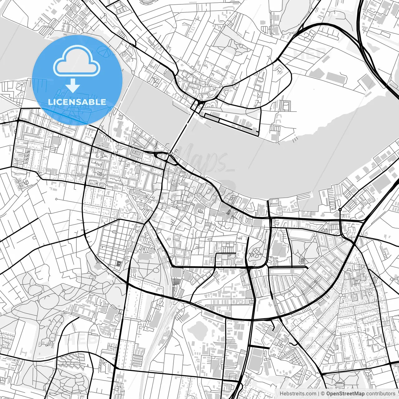 Downtown map of Aalborg, Denmark