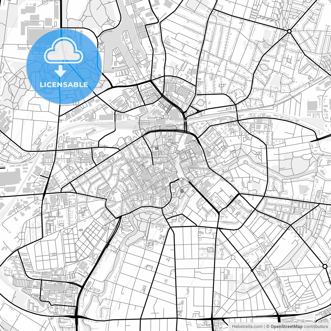 Downtown map of Odense, Denmark