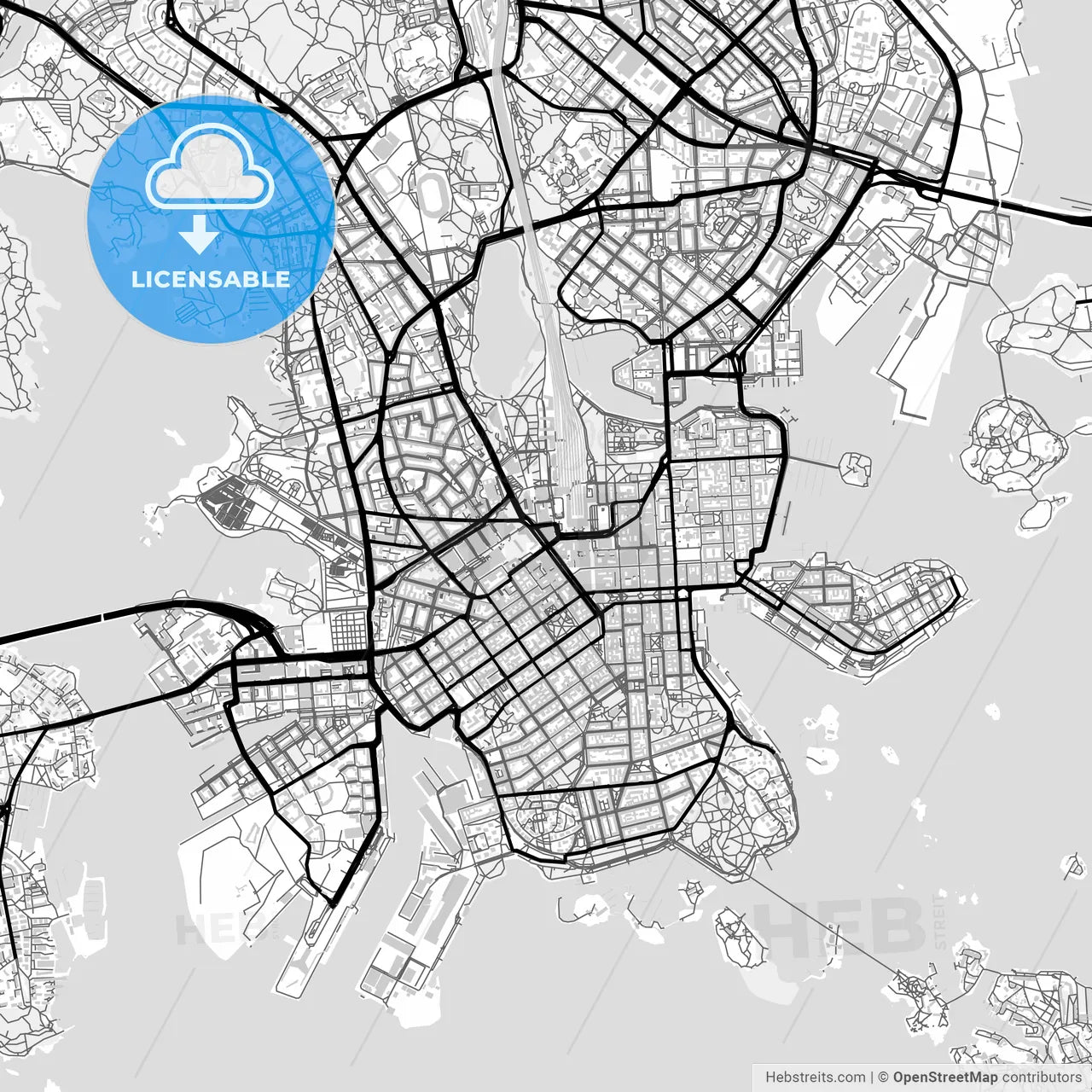 Downtown map of Helsinki, Finland