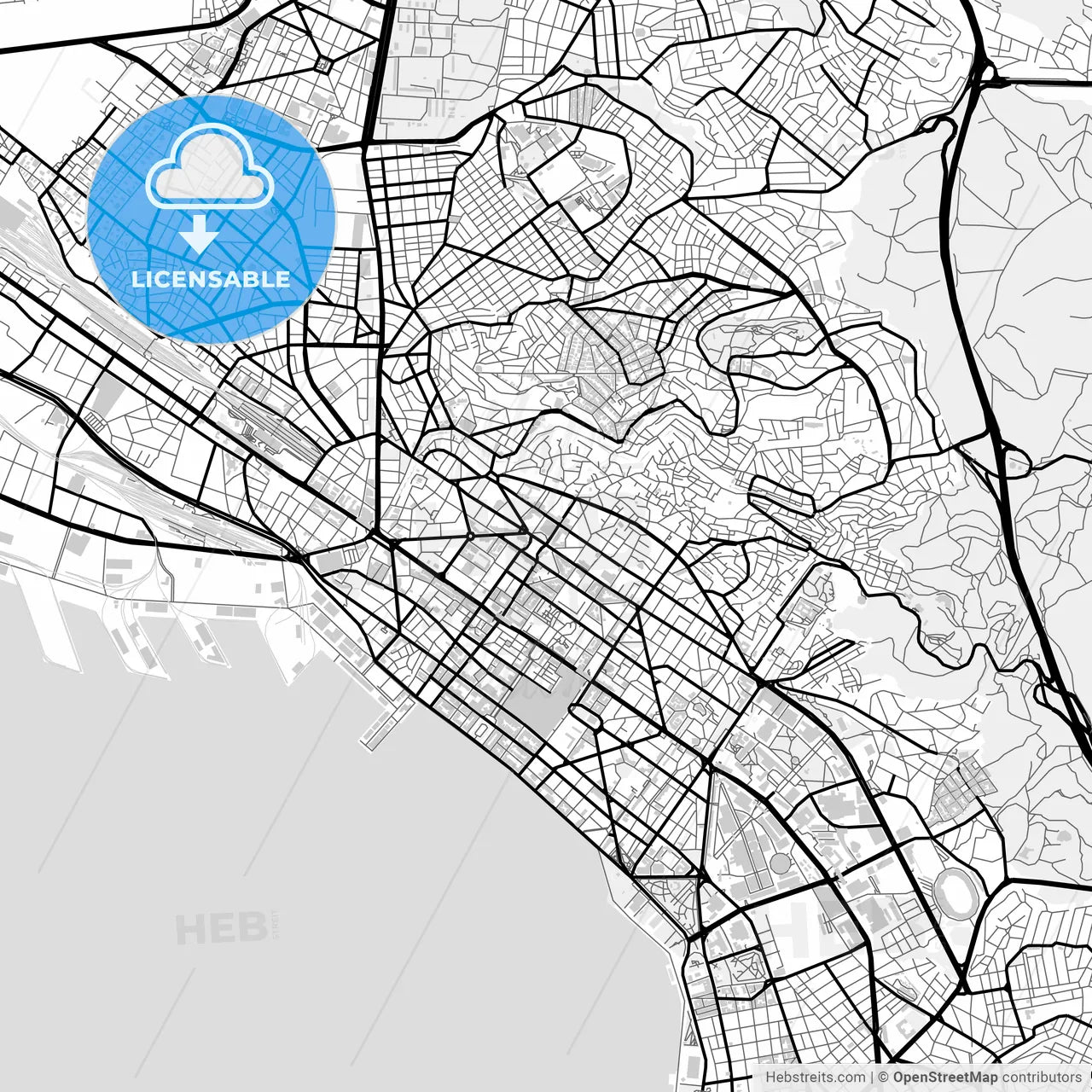 Downtown map of  Thessaloniki, Greece