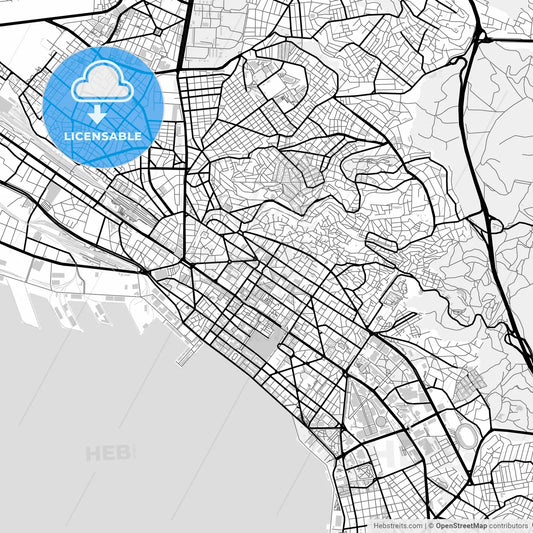 Downtown map of  Thessaloniki, Greece