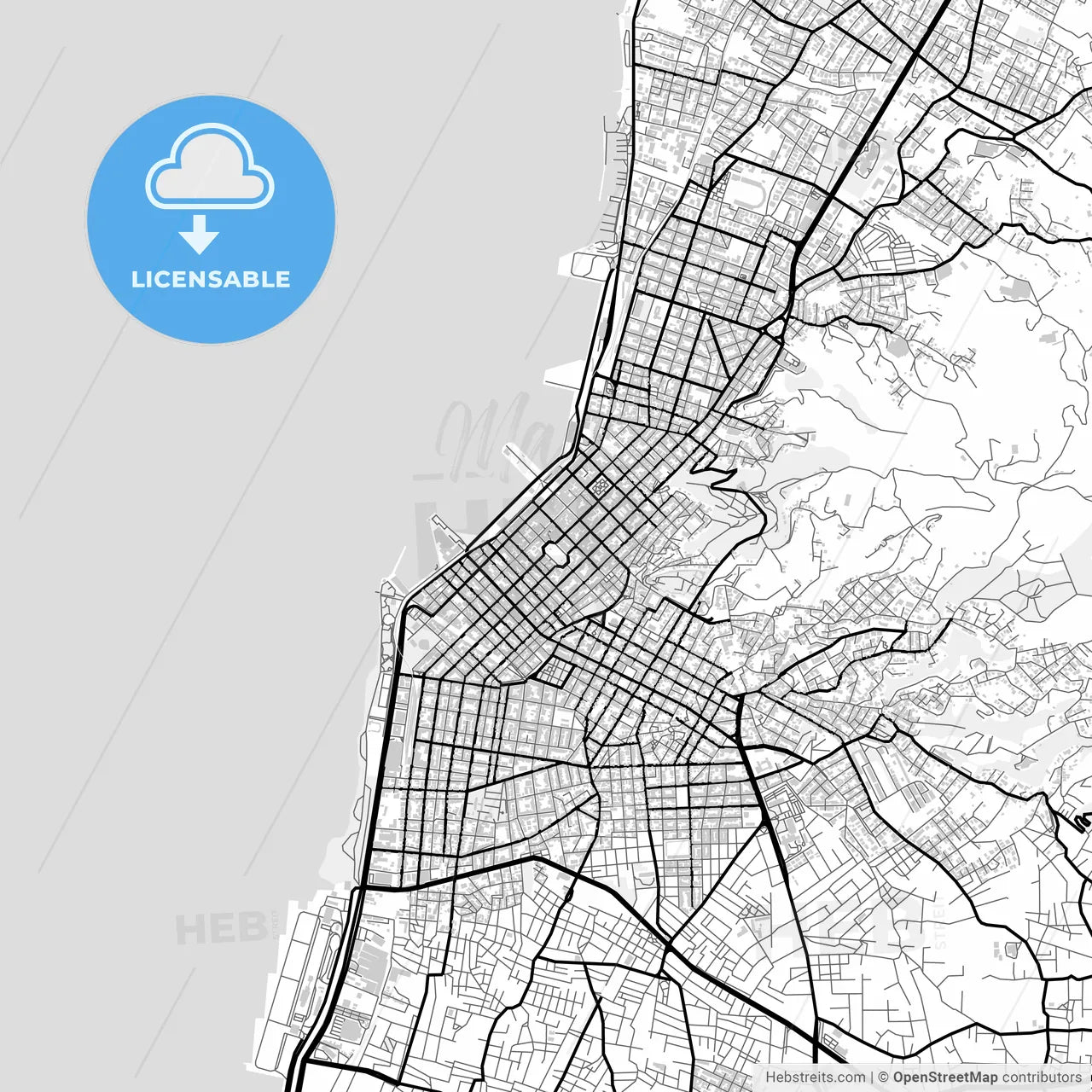 Downtown map of Patras, Greece