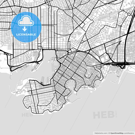 Downtown map of Pireas, Greece