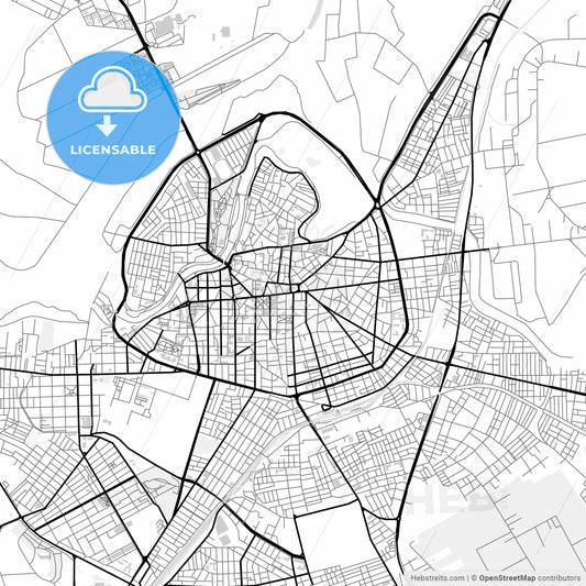 Downtown map of Larissa, Greece