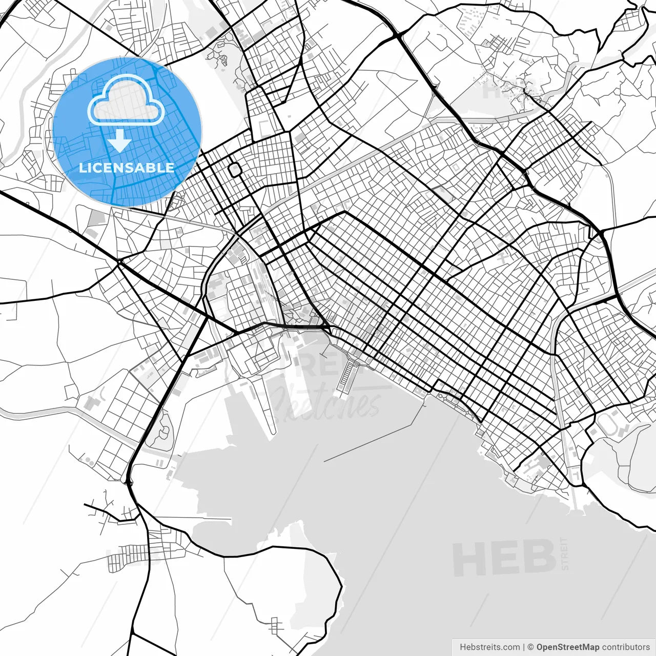Downtown map of Volos, Greece