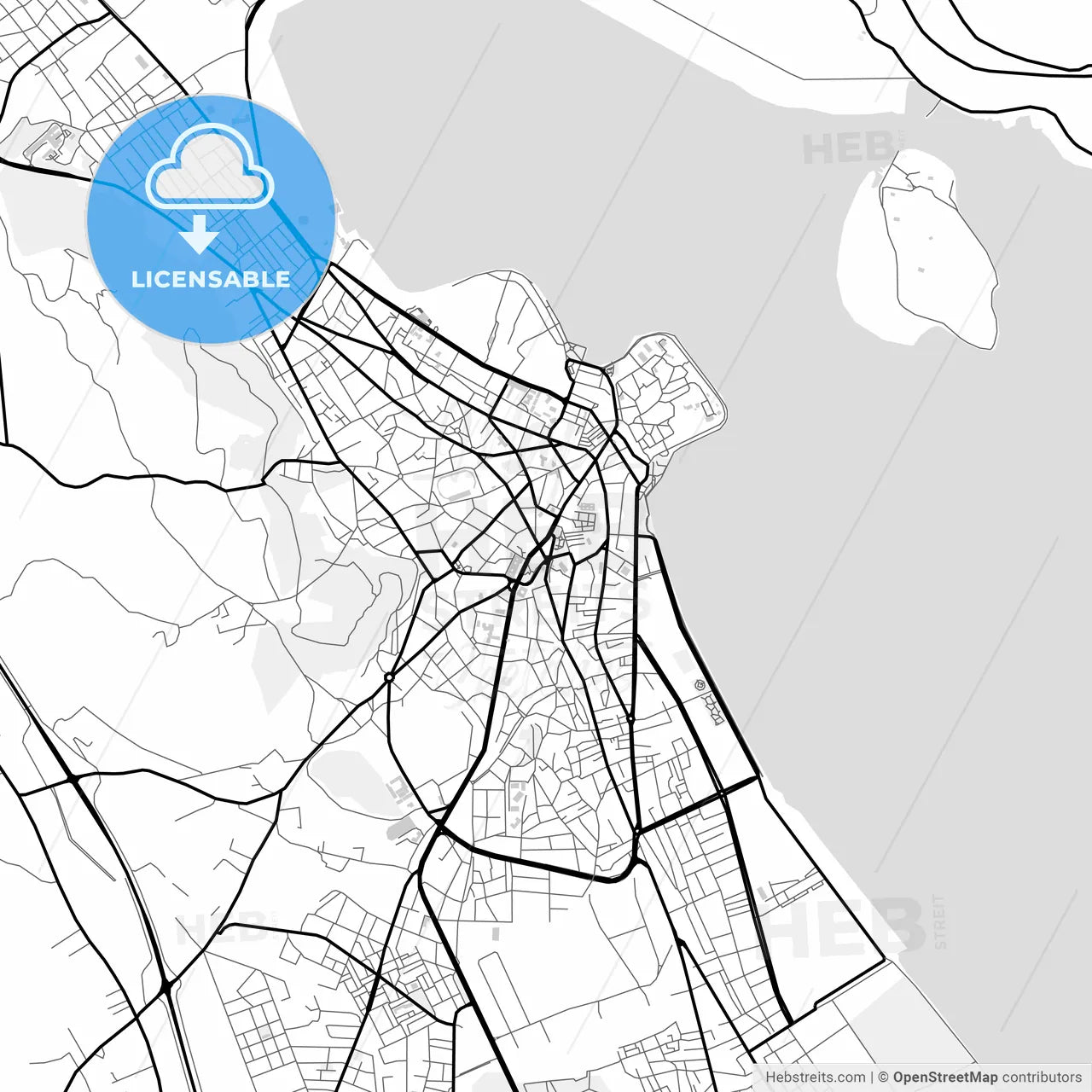 Downtown map of Ioannina, Greece