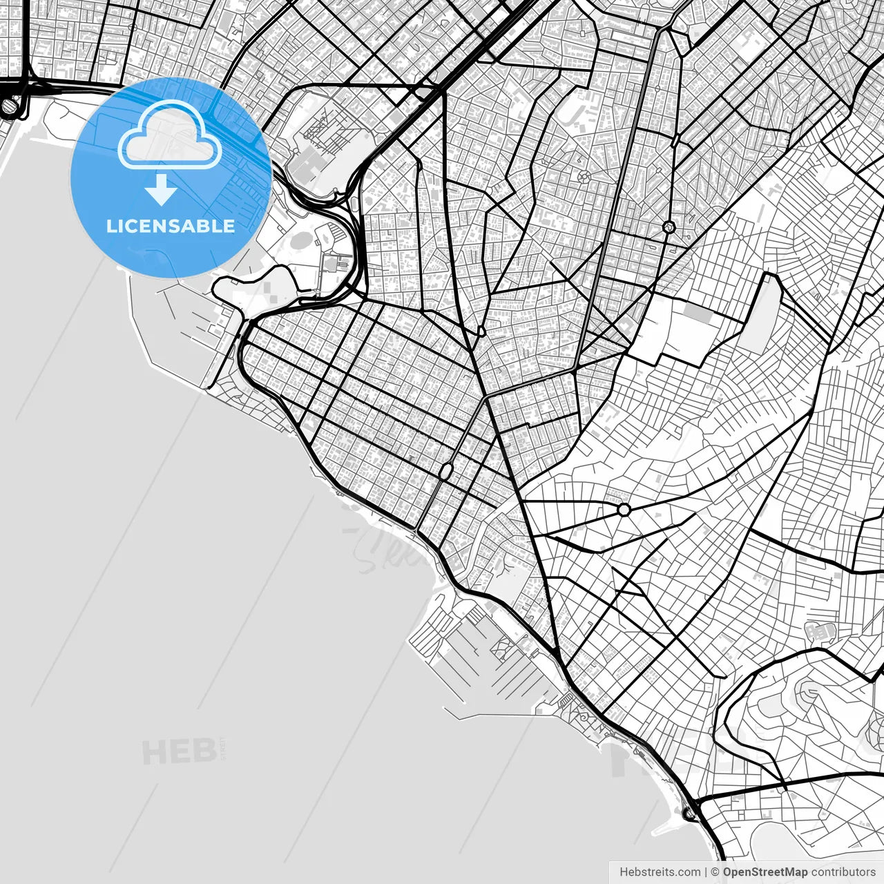 Downtown map of Palaio Faliro, Greece