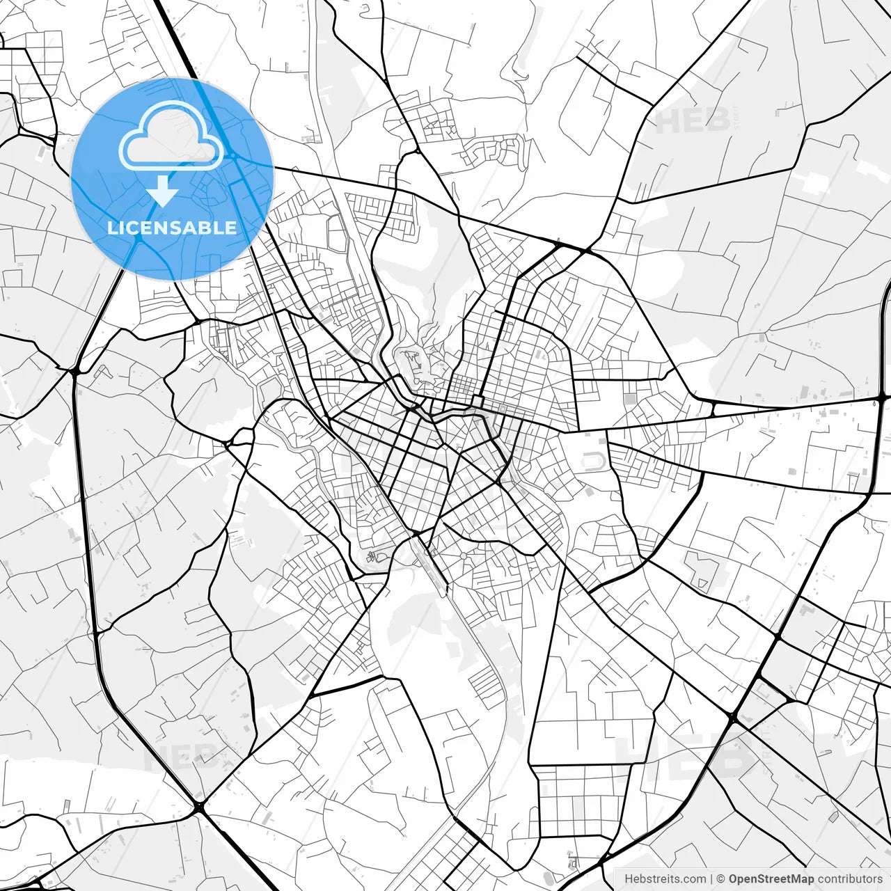 Downtown map of Trikala, Greece