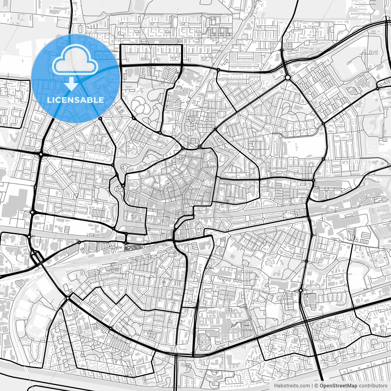 Downtown map of Leeuwarden, Netherlands