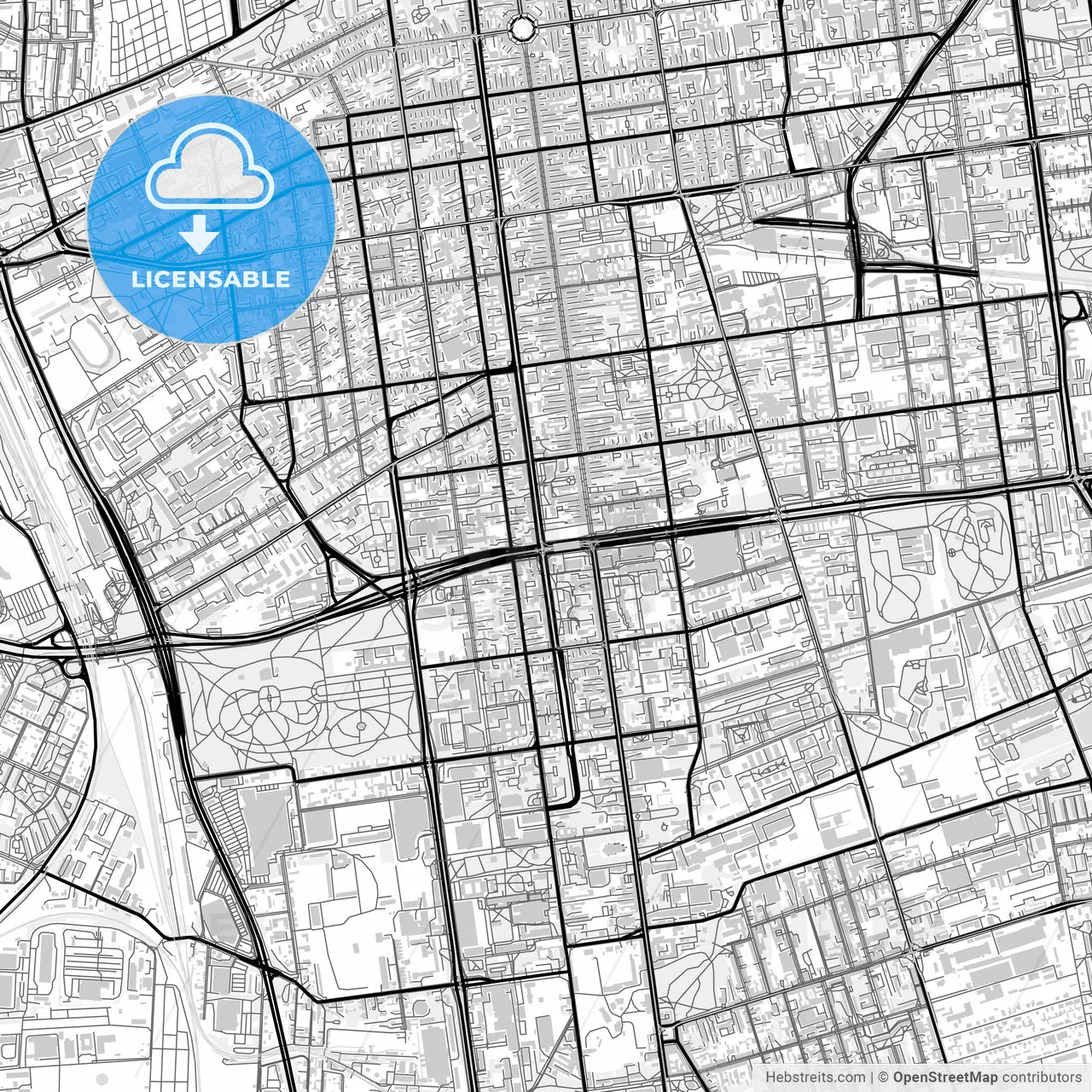 Downtown map of Łódź, Poland