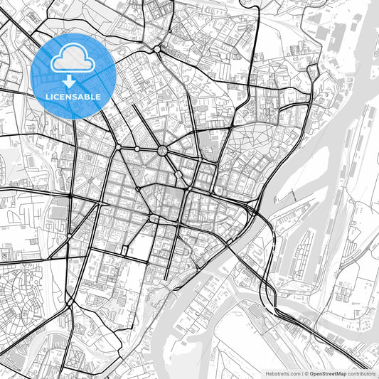 Downtown map of Szczecin, Poland