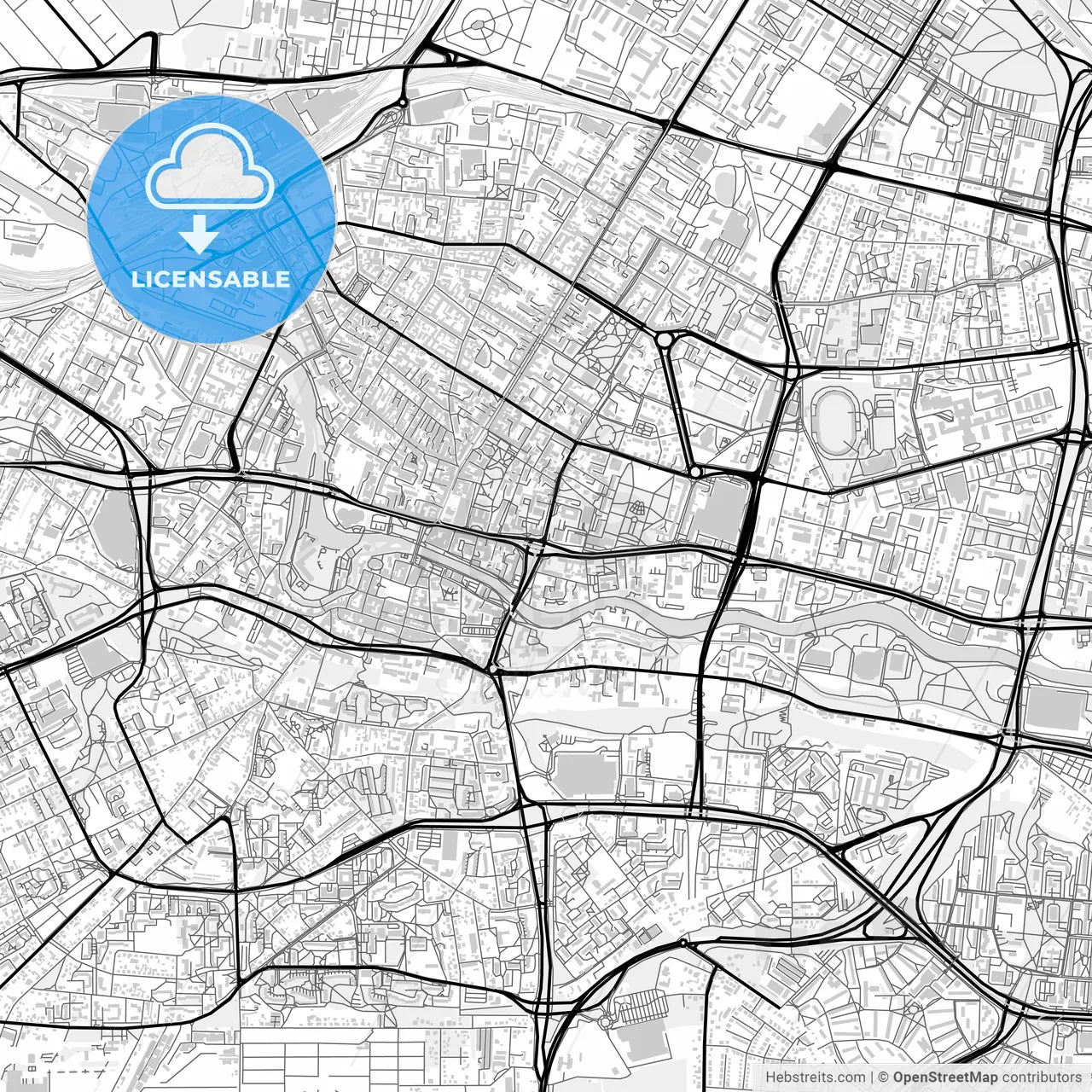 Downtown map of Bydgoszcz, Poland