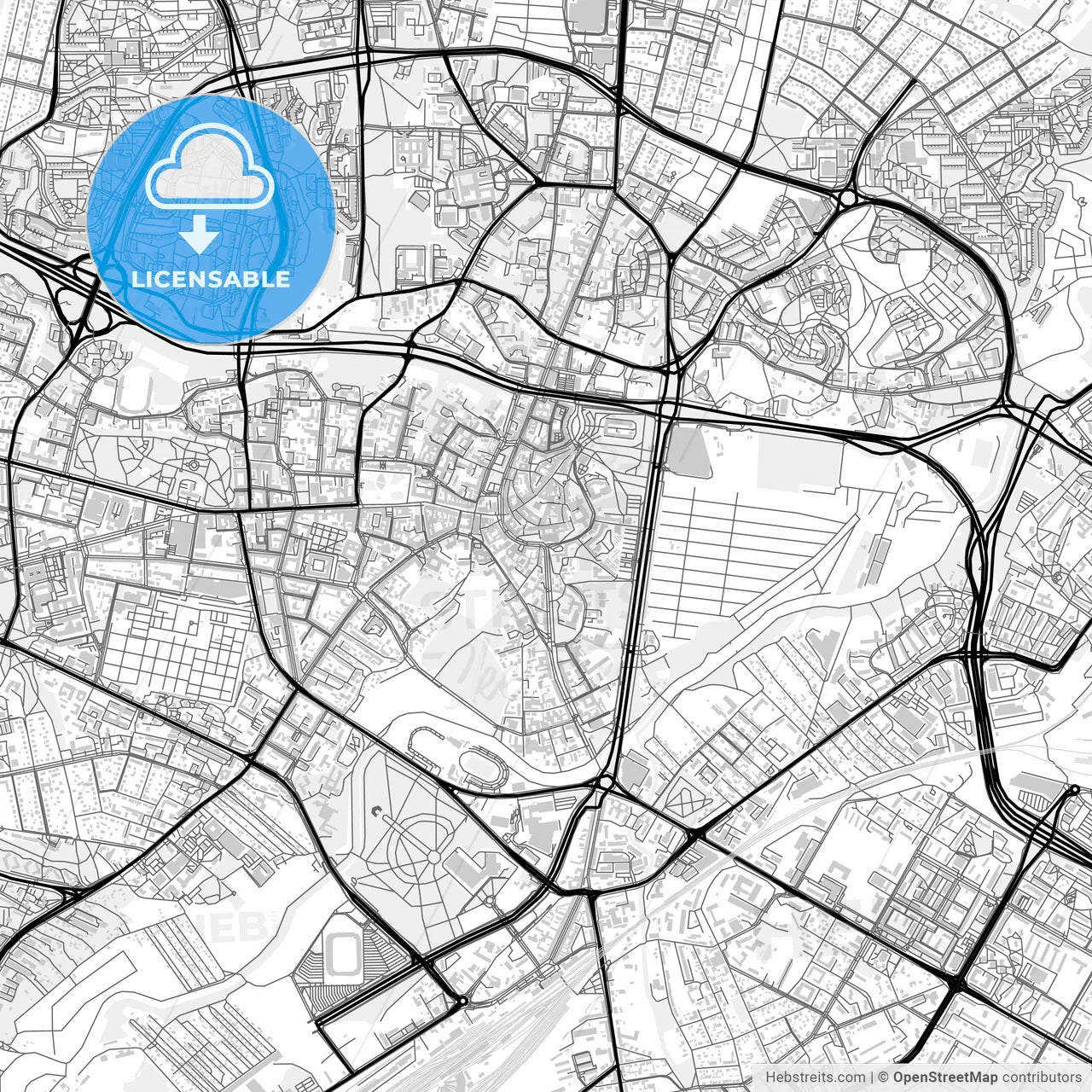 Downtown map of Lublin, Poland
