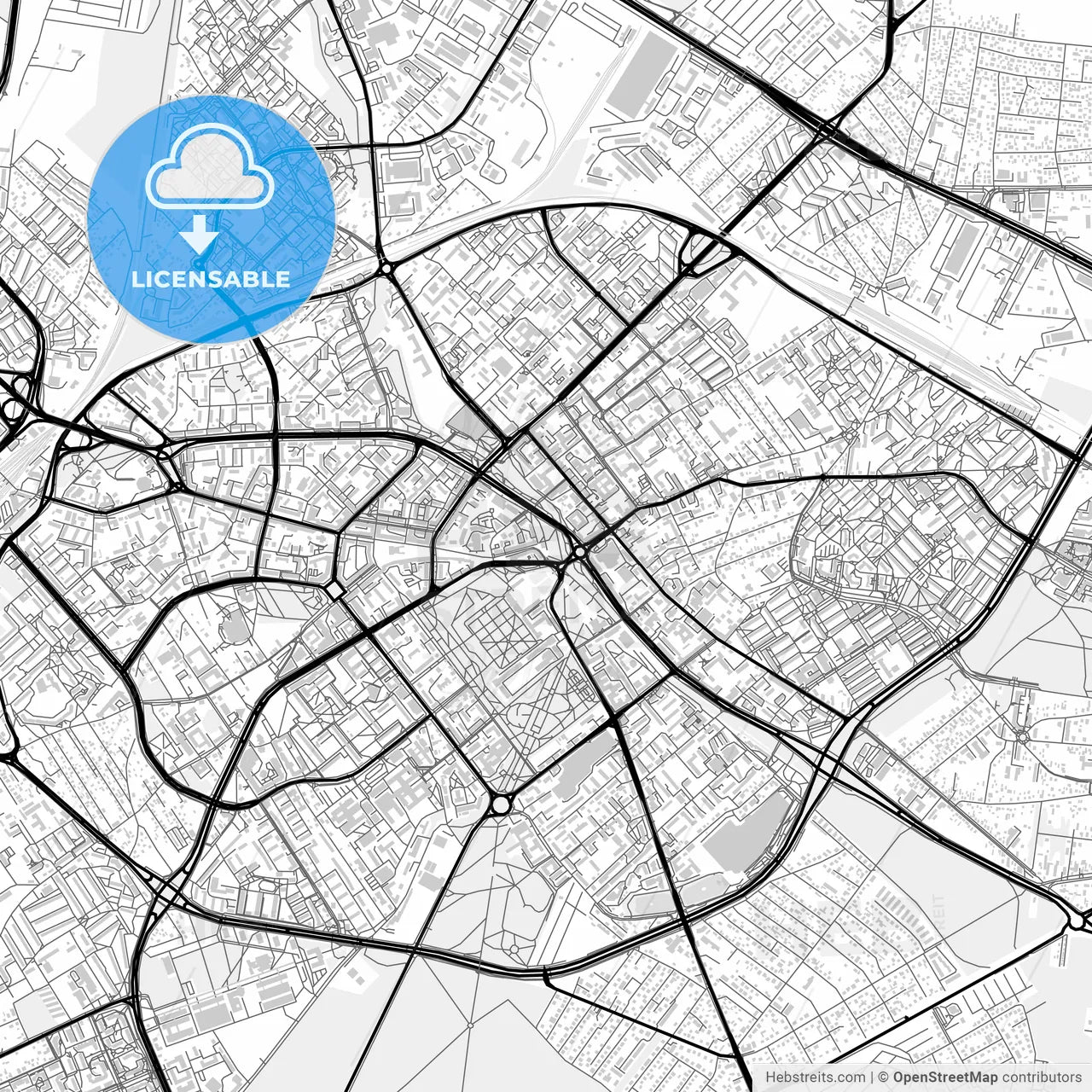 Downtown map of Białystok, Poland