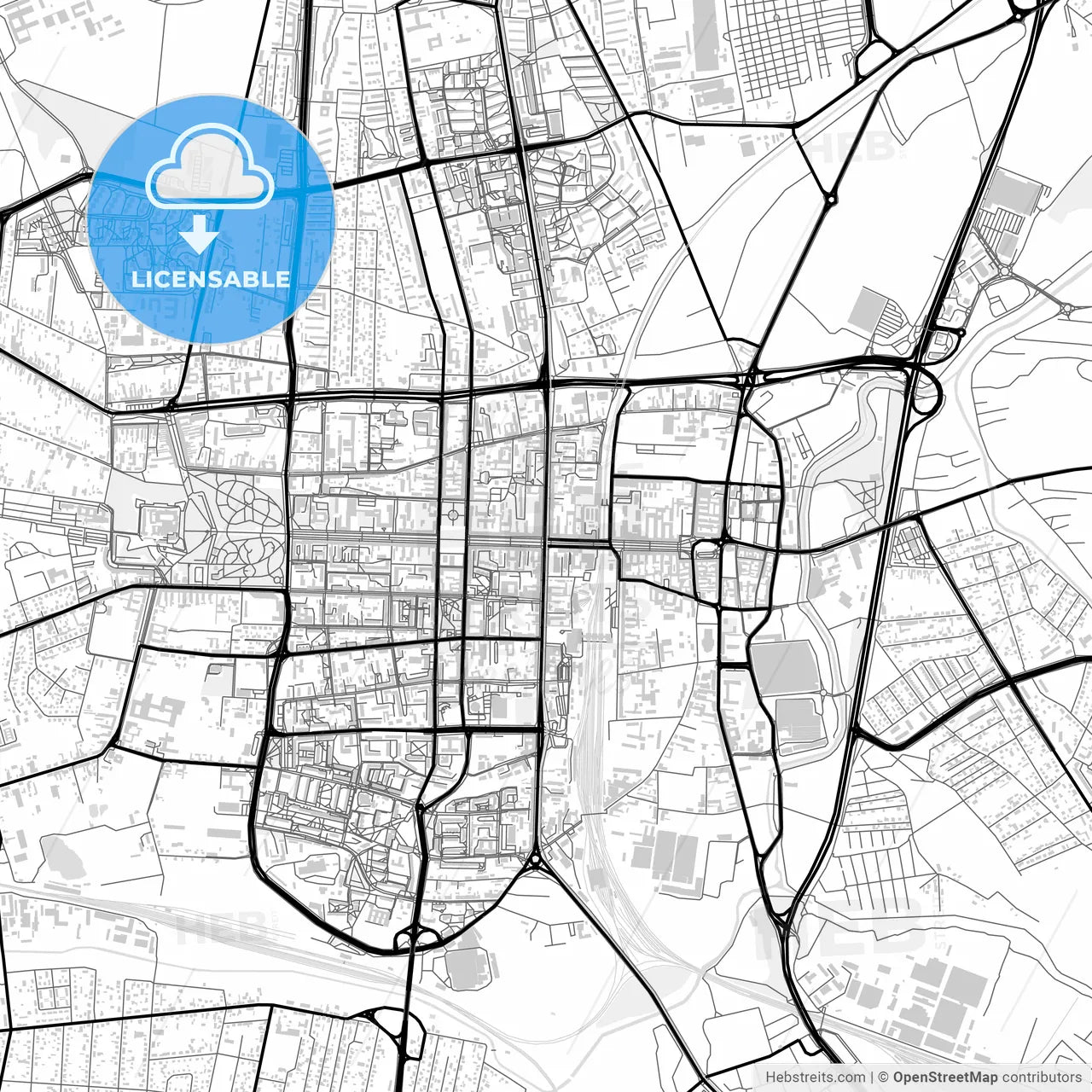Downtown map of Częstochowa, Poland