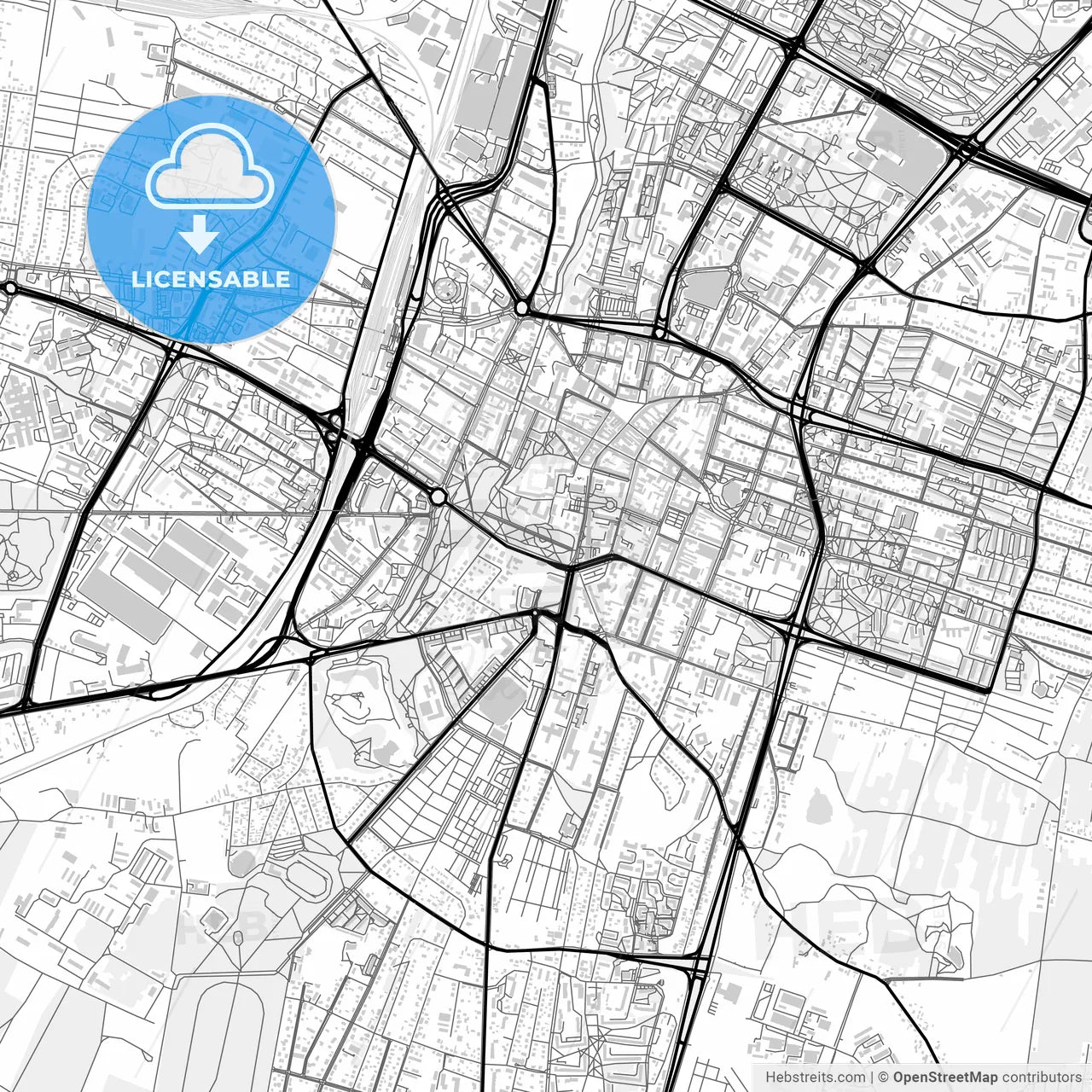 Downtown map of Kielce, Poland