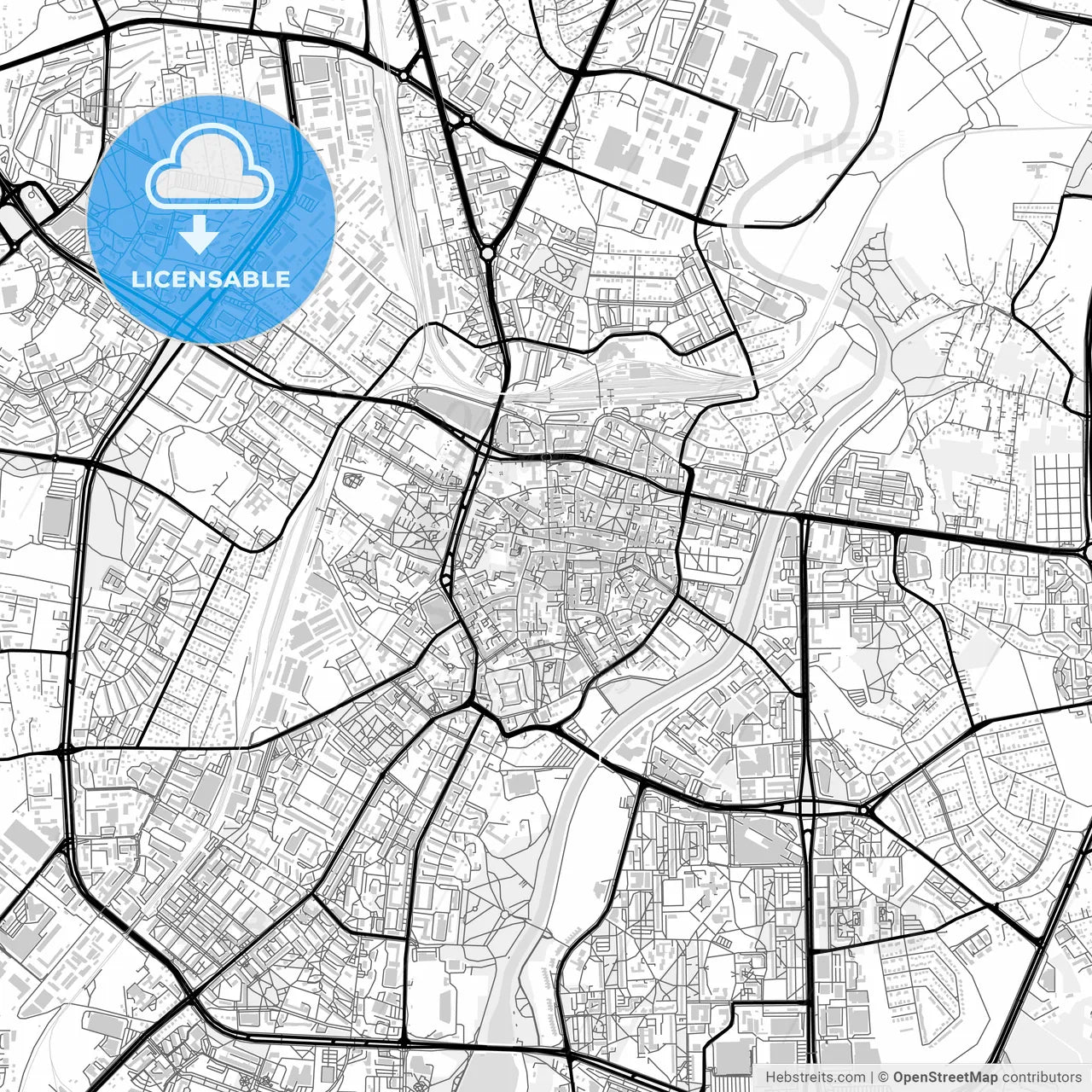 Downtown map of Rzeszów, Poland