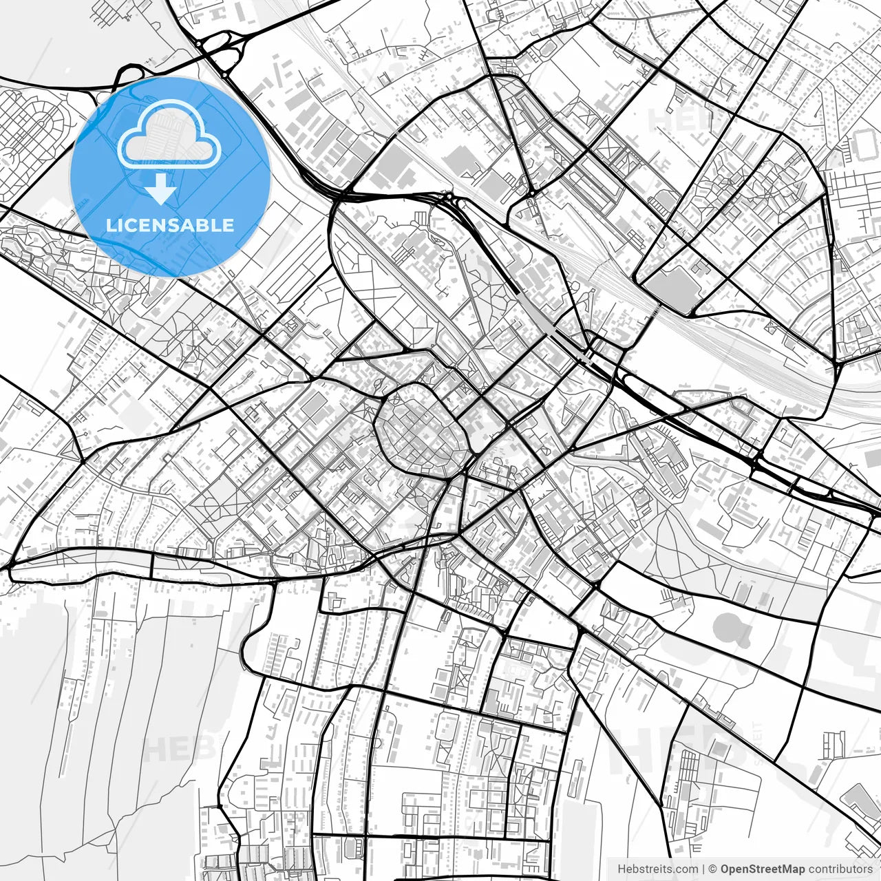 Downtown map of Gliwice, Poland