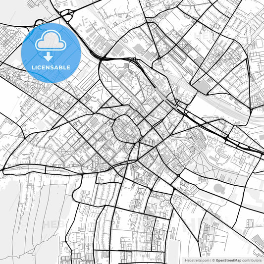 Downtown map of Gliwice, Poland