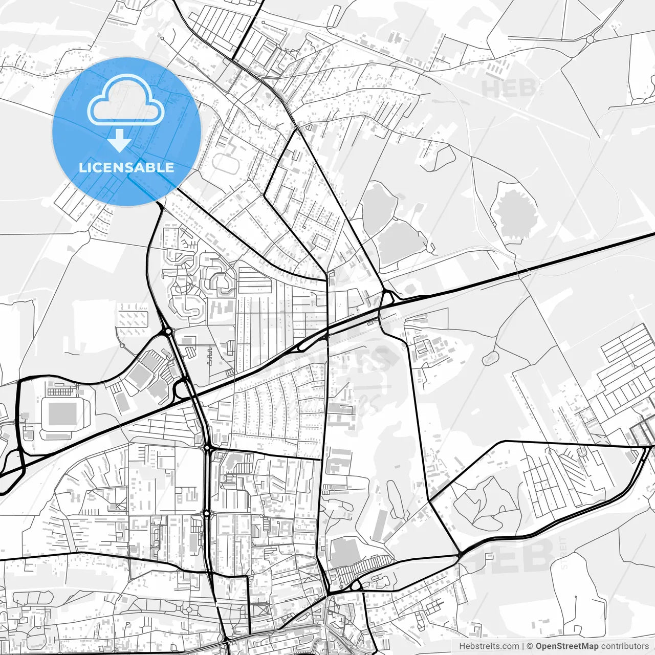 Downtown map of Zabrze, Poland