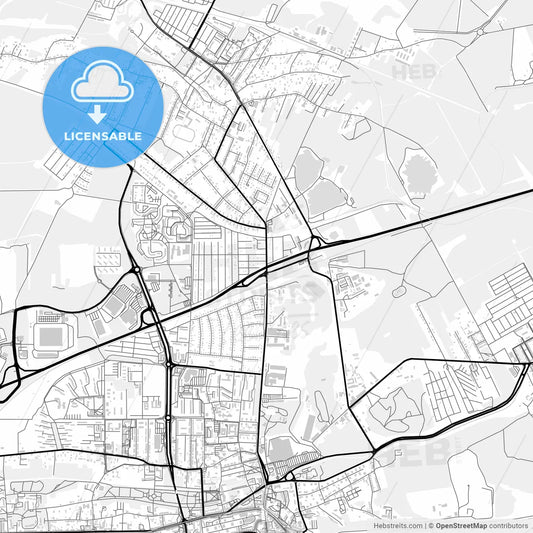 Downtown map of Zabrze, Poland