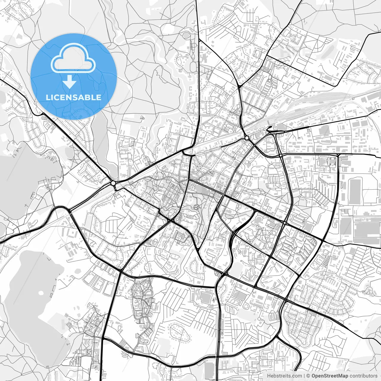 Downtown map of Olsztyn, Poland