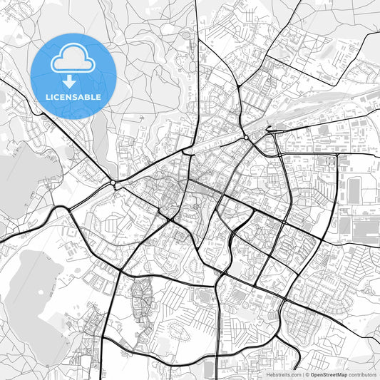 Downtown map of Olsztyn, Poland