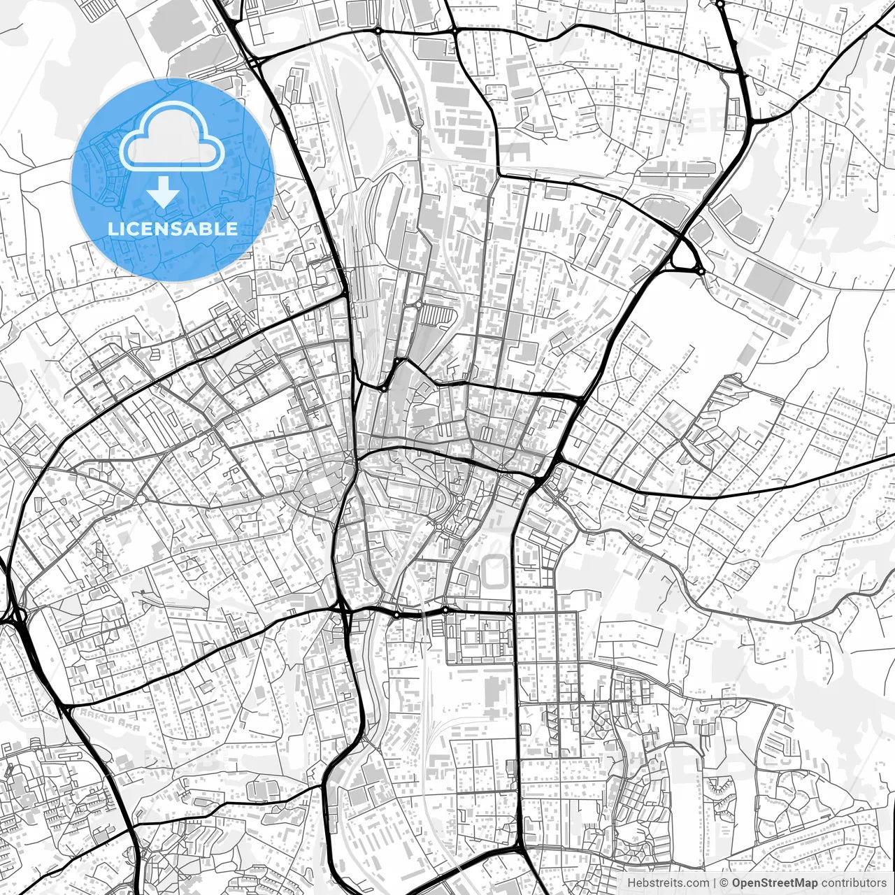 Downtown map of Bielsko-Biała, Poland