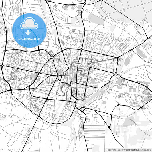 Downtown map of Rybnik, Poland