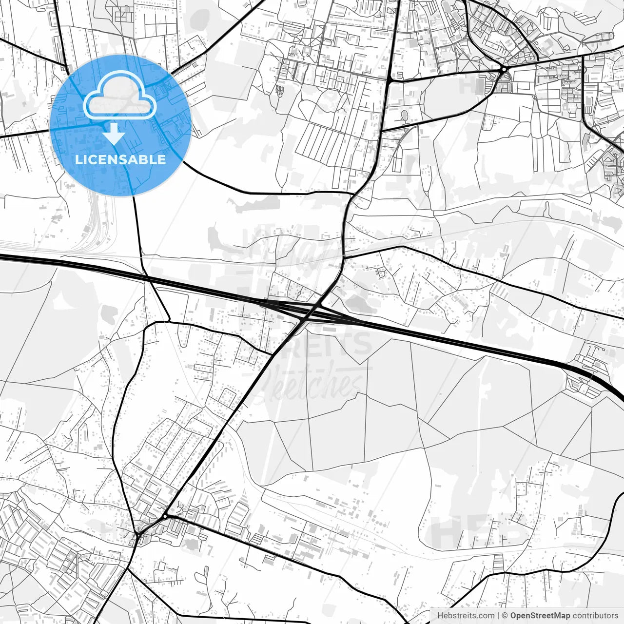 Downtown map of Ruda Śląska, Poland