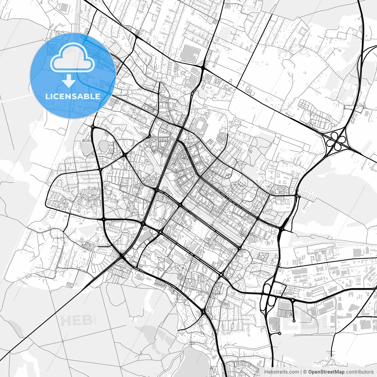 Downtown map of Tychy, Poland