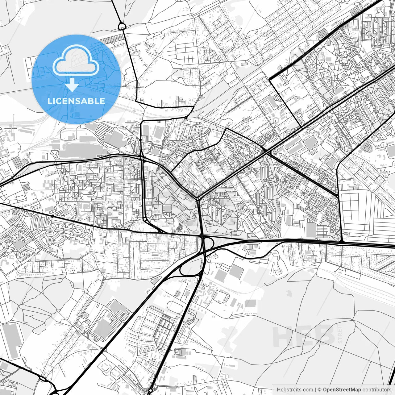 Downtown map of Dąbrowa Górnicza, Poland