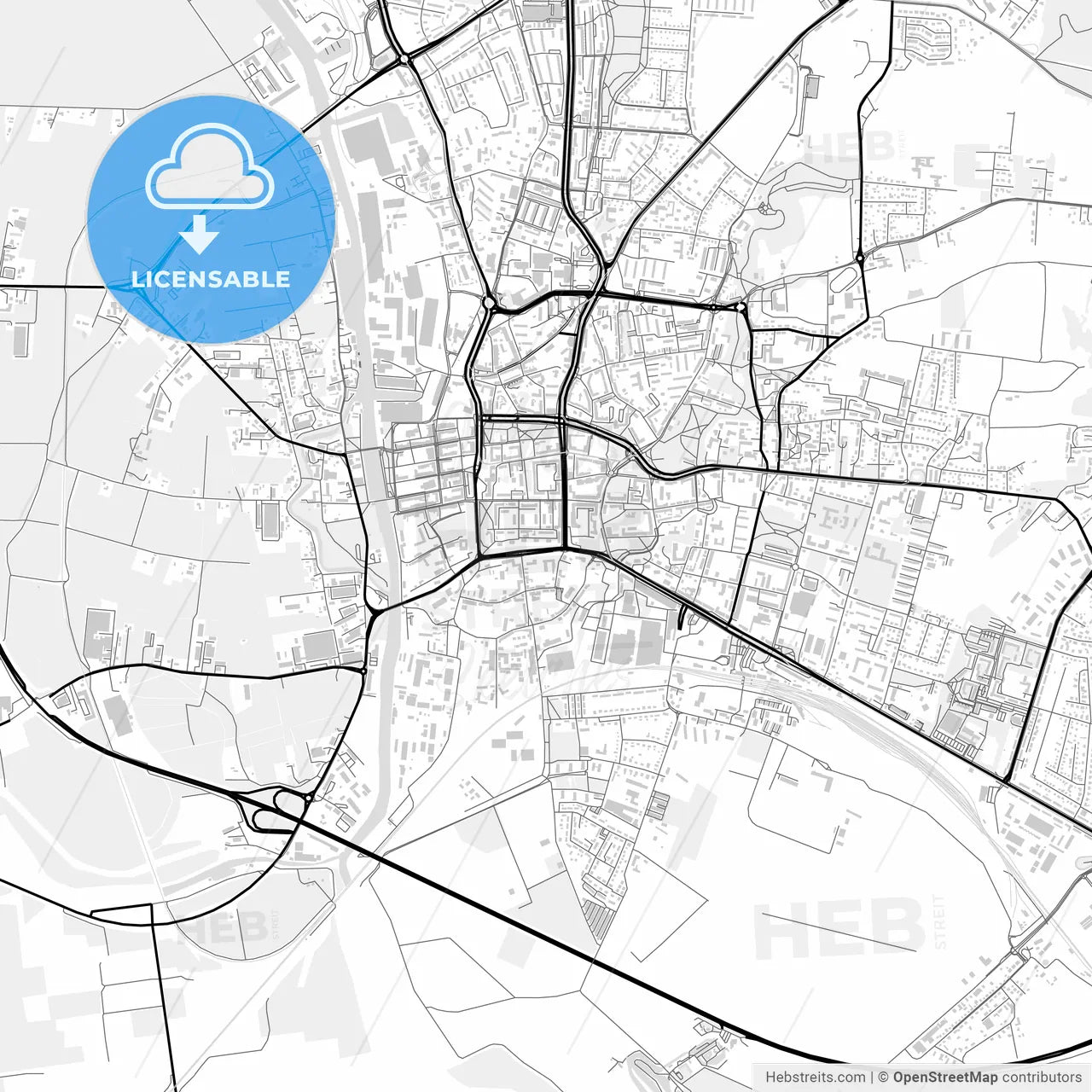 Downtown map of Elbląg, Poland