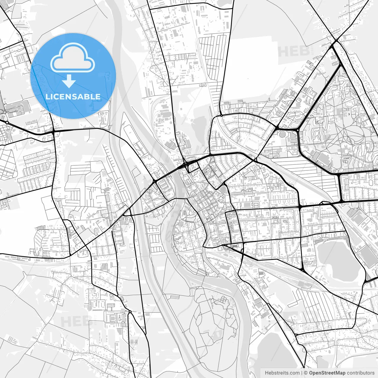 Downtown map of Opole, Poland