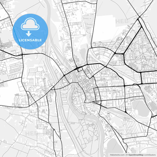 Downtown map of Opole, Poland