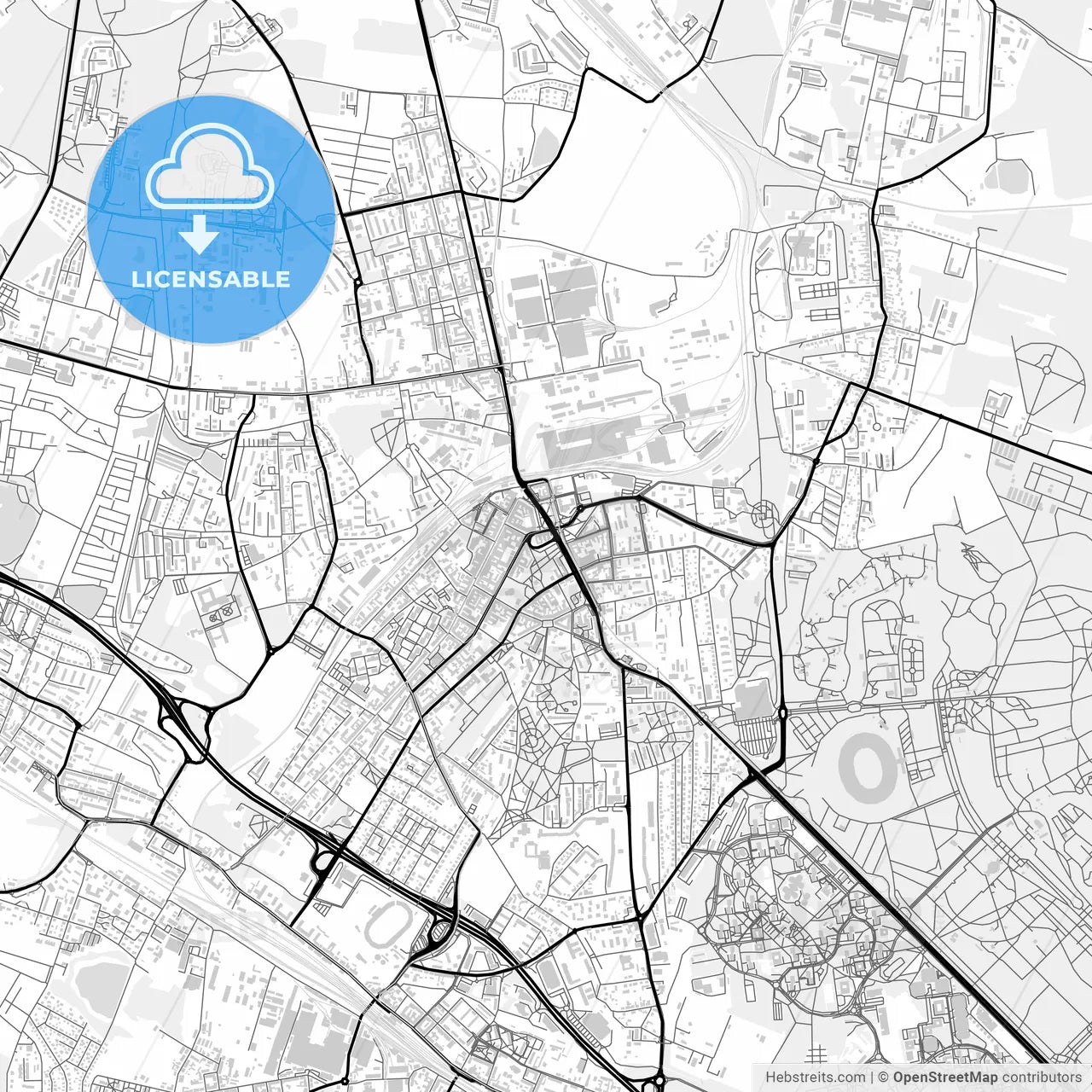 Downtown map of Chorzów, Poland
