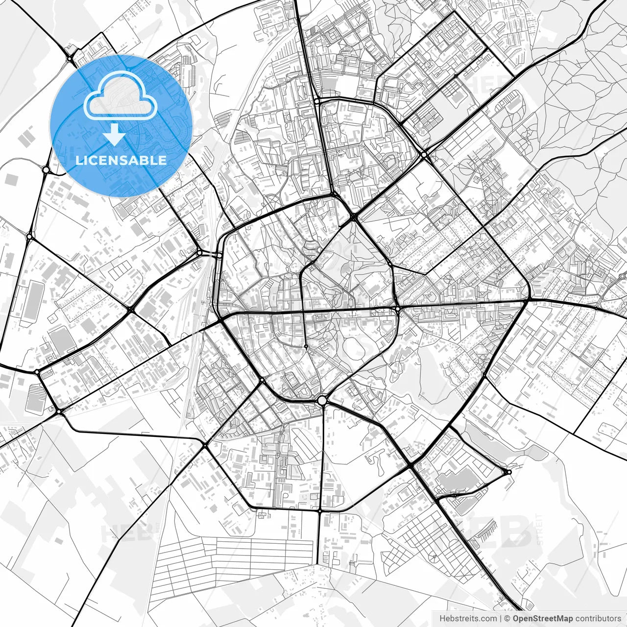 Downtown map of Koszalin, Poland