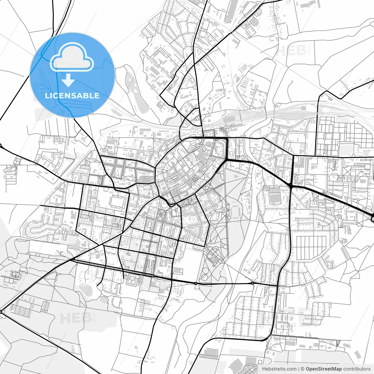Downtown map of Legnica, Poland