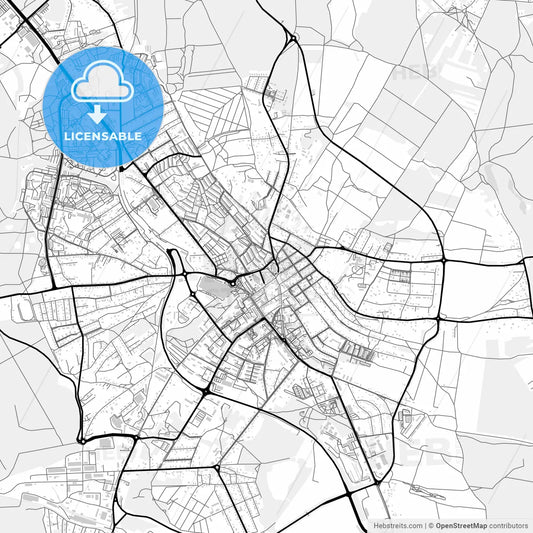 Downtown map of Jaworzno, Poland