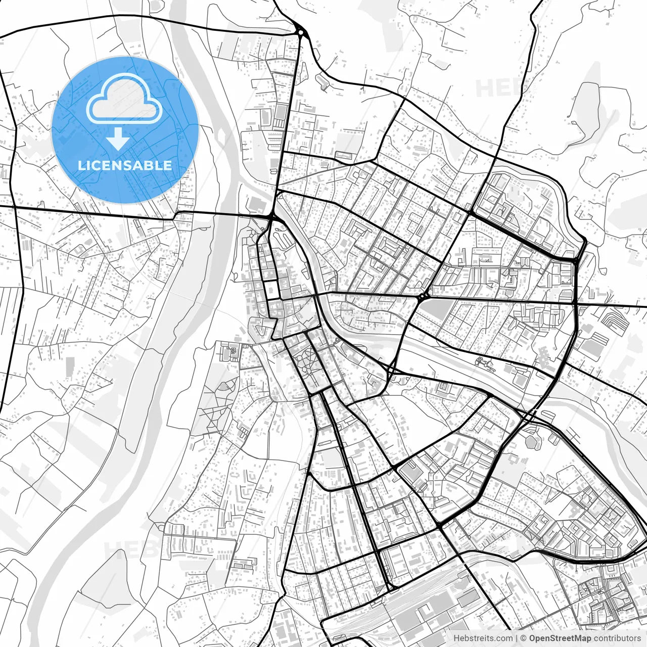 Downtown map of Nowy Sącz, Poland