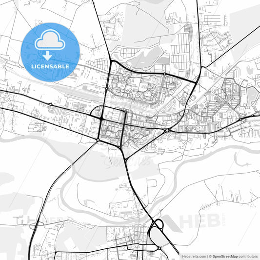Downtown map of Konin, Poland