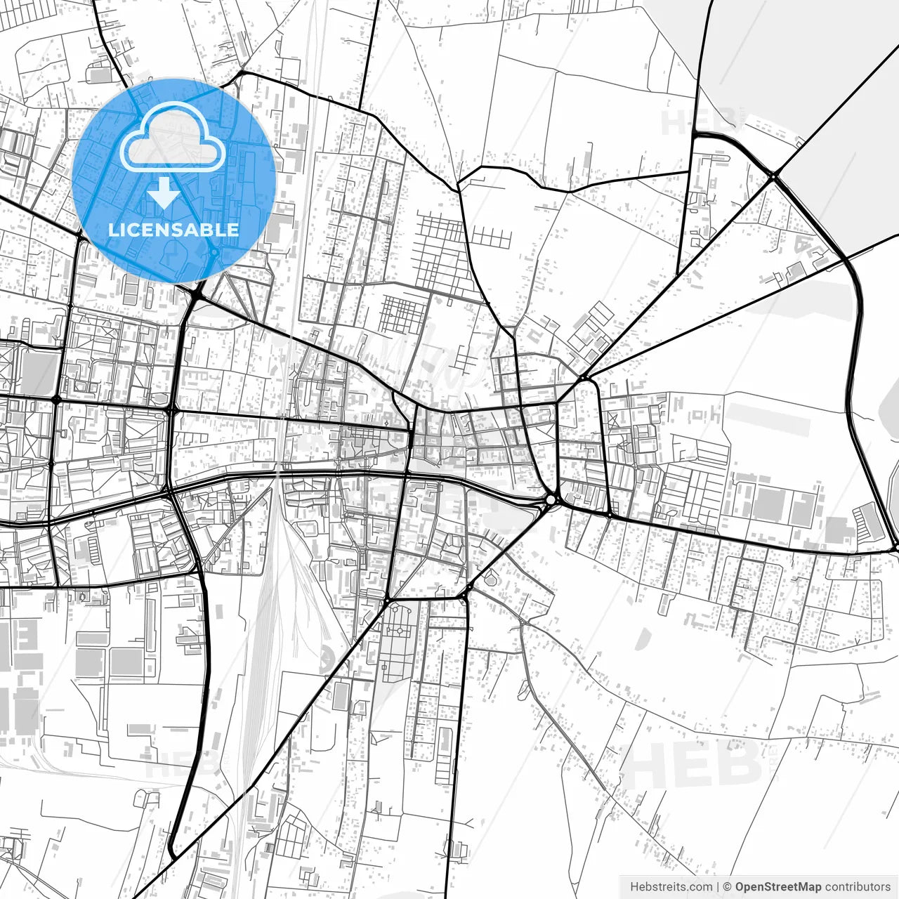 Downtown map of Piotrków Trybunalski, Poland