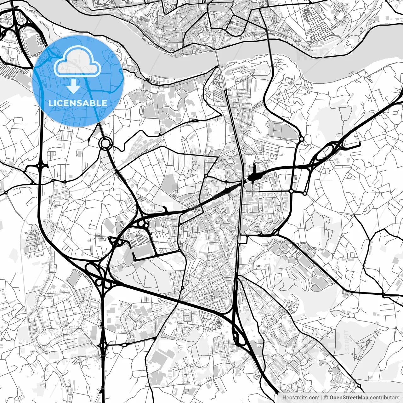 Downtown map of Vila Nova de Gaia, Portugal