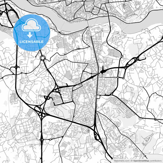 Downtown map of Vila Nova de Gaia, Portugal