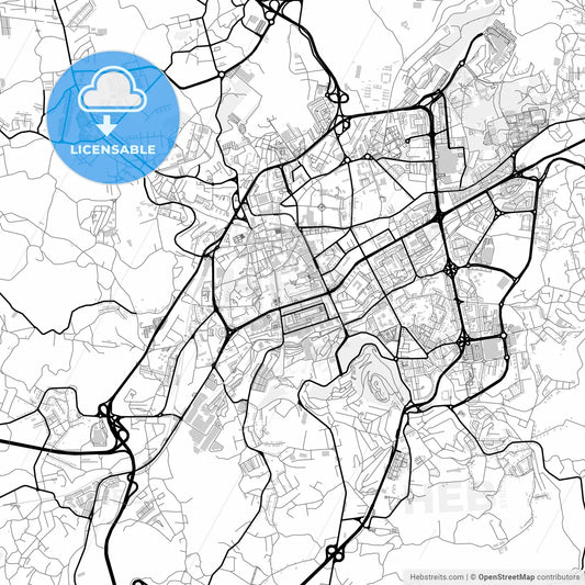 Downtown map of Braga, Portugal
