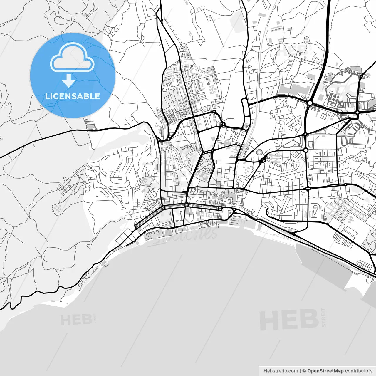 Downtown map of Setúbal, Portugal