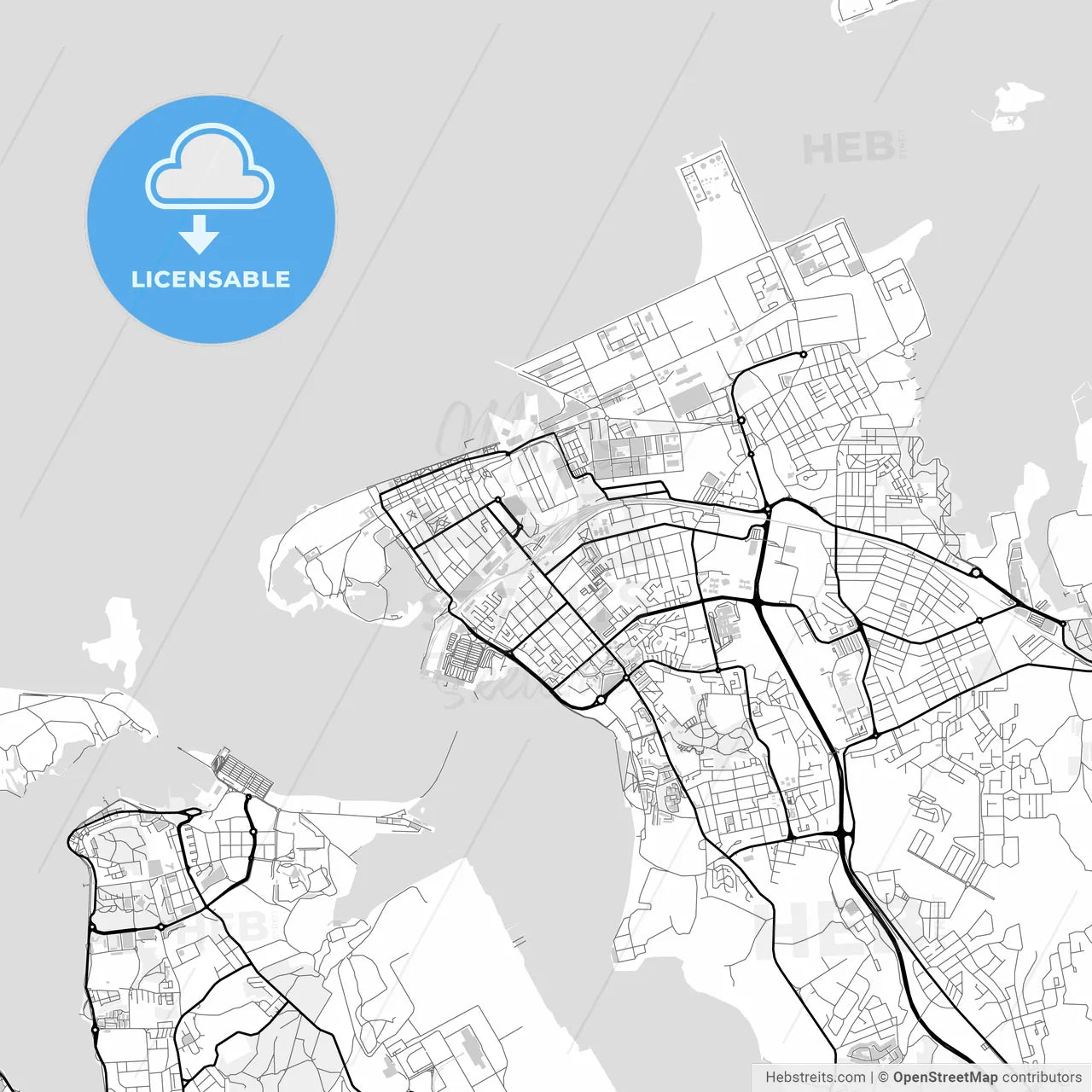 Downtown map of Barreiro, Portugal