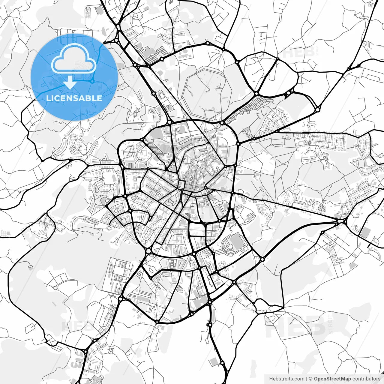 Downtown map of Viseu, Portugal